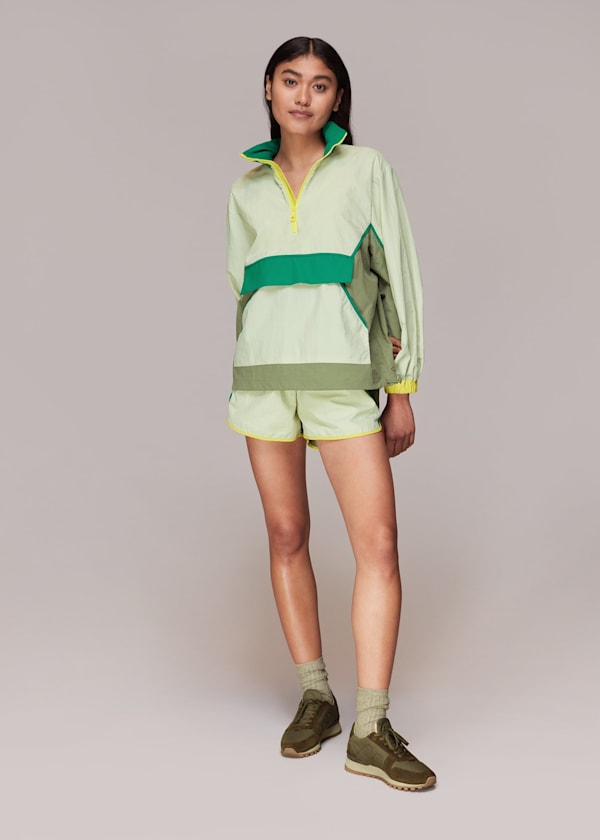Green Colour Block Running Short
